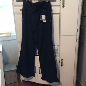 Calvin Klein-Wide Leg-Pin Stripe-Pants-Dark Blue